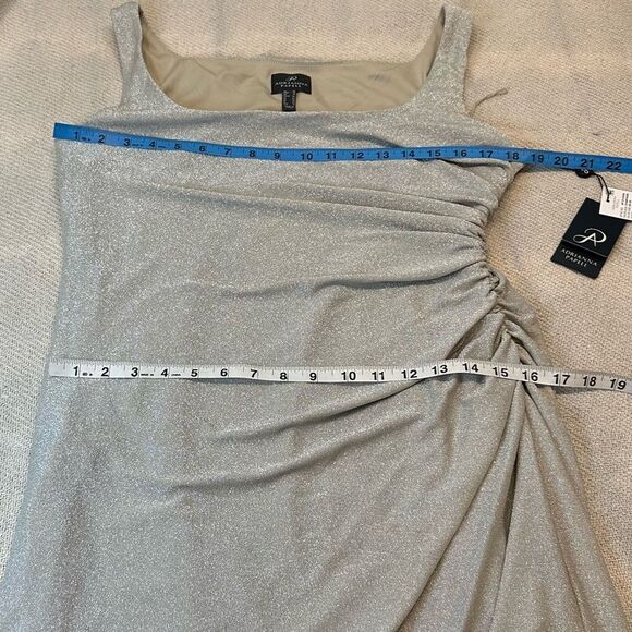 Adrianna Papell Metallic Midi Dress Size 14 NWT $169 Champagne Formal Cocktail - Picture 7 of 13